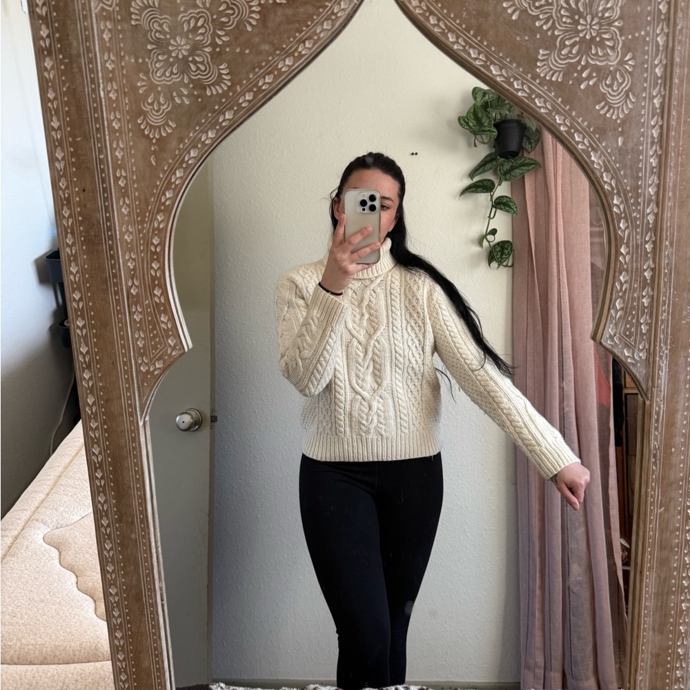 Ralph Lauren Cream Cowl Neck Cable Knit Sweater